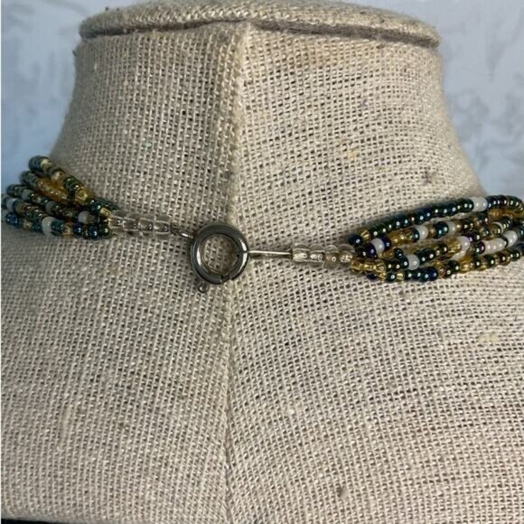Beaded Multicolor Necklace With Yellow & Green Glass Beads - Picture 4 of 4